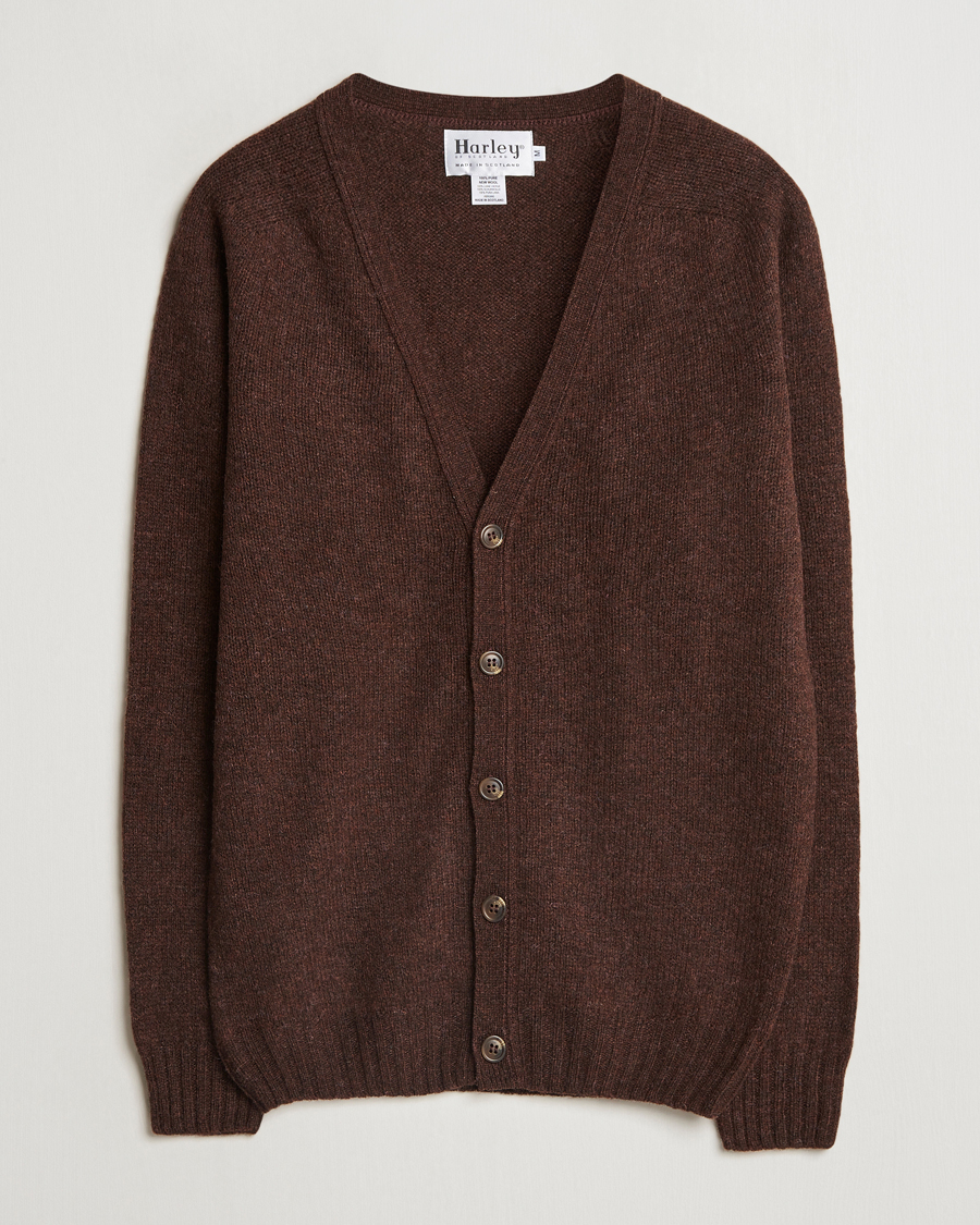 Herre | Gensere | Harley Of Scotland | Supersoft Lambswool Cardigan Coffee