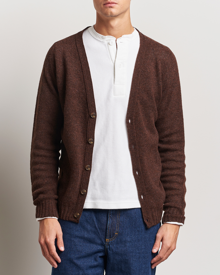 Herre | Gensere | Harley Of Scotland | Supersoft Lambswool Cardigan Coffee