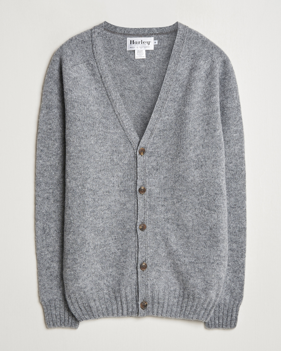 Herre | Gensere | Harley Of Scotland | Supersoft Lambswool Cardigan Medium Grey