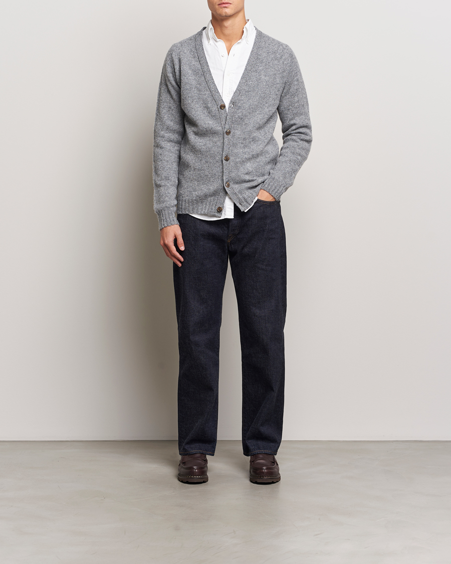 Herre | Gensere | Harley Of Scotland | Supersoft Lambswool Cardigan Medium Grey