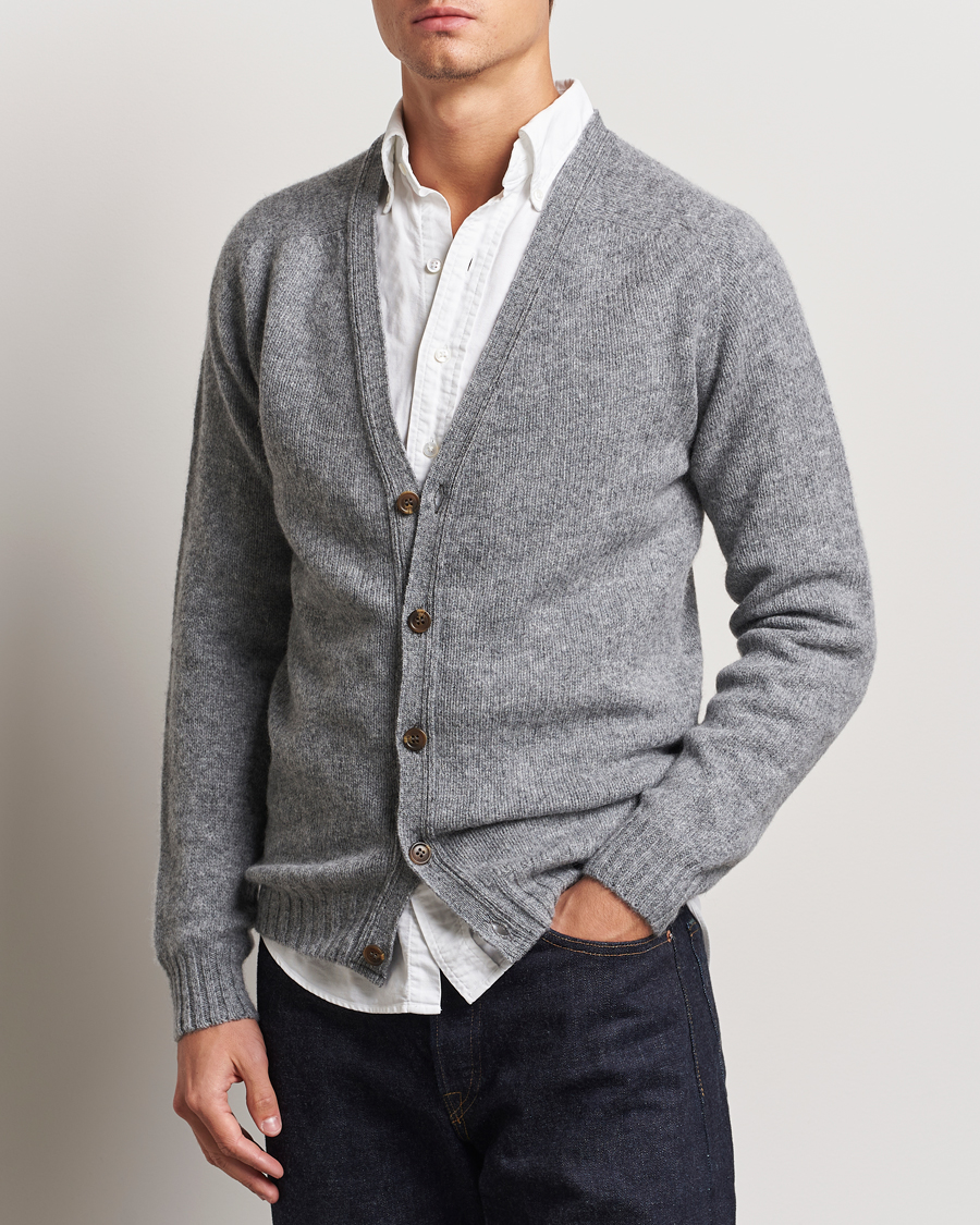 Herre | Gensere | Harley Of Scotland | Supersoft Lambswool Cardigan Medium Grey