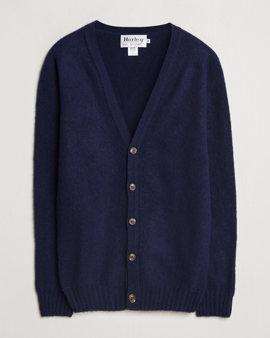Herre | Gensere | Harley Of Scotland | Supersoft Lambswool Cardigan Navy