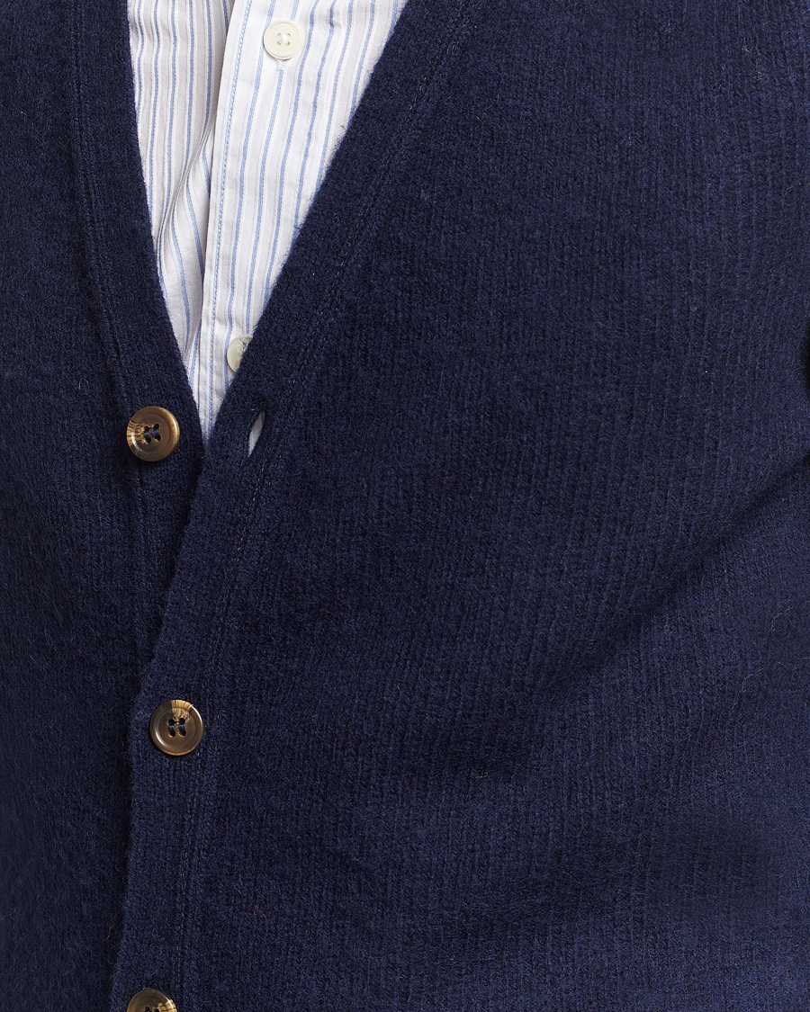 Herre | Gensere | Harley Of Scotland | Supersoft Lambswool Cardigan Navy