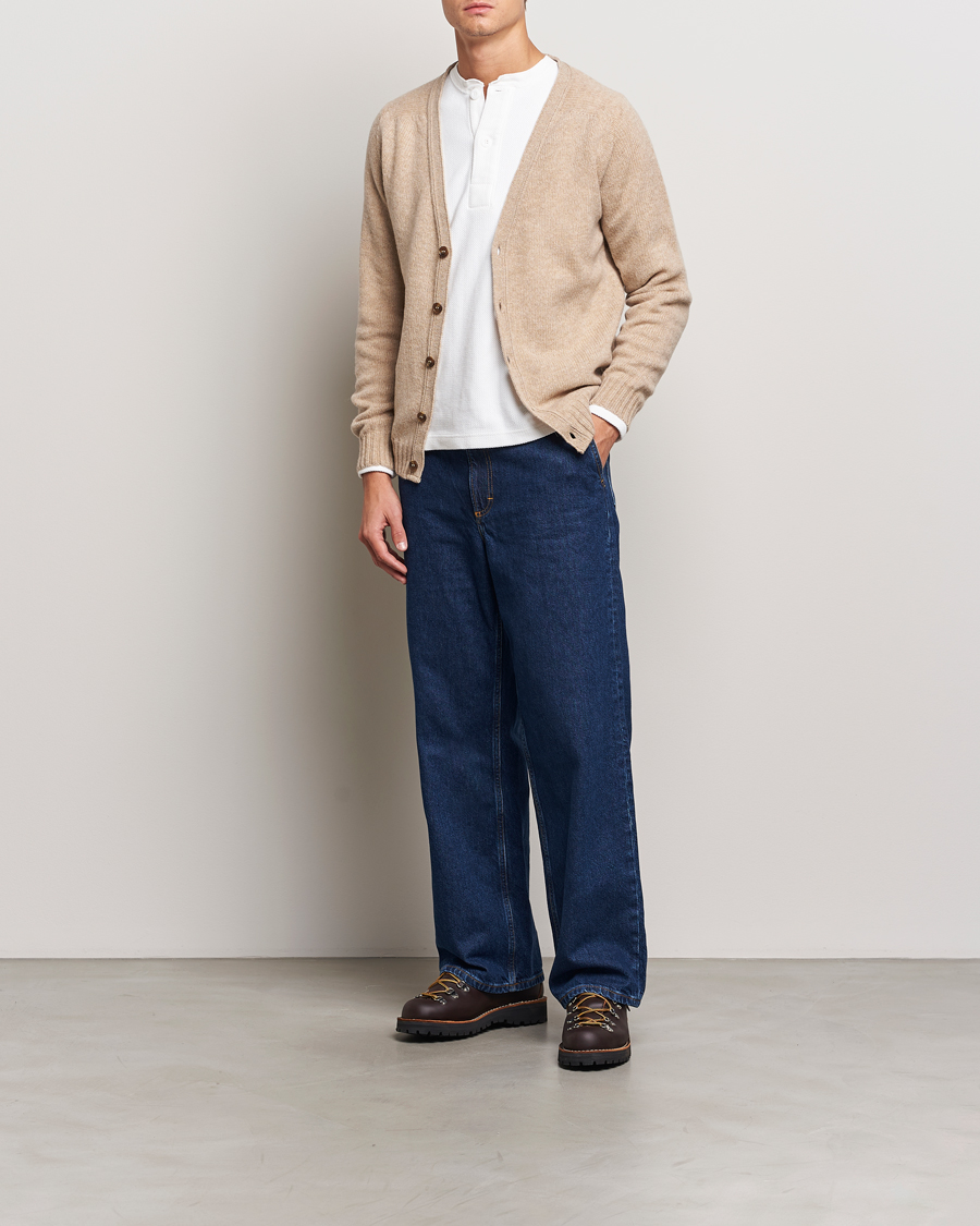 Herre | Gensere | Harley Of Scotland | Supersoft Lambswool Cardigan Oatmilk