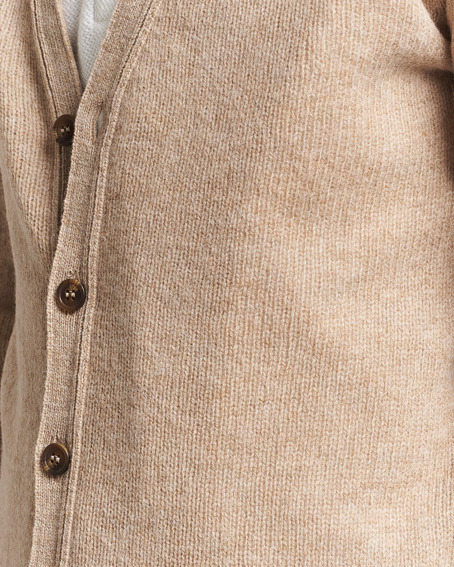 Herre | Gensere | Harley Of Scotland | Supersoft Lambswool Cardigan Oatmilk