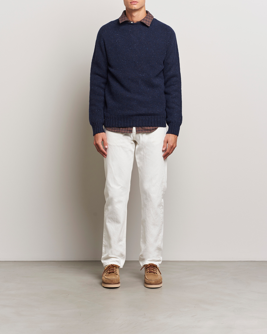 Herre | Gensere | Harley Of Scotland | Donegal Wool Crewneck Jura Blue