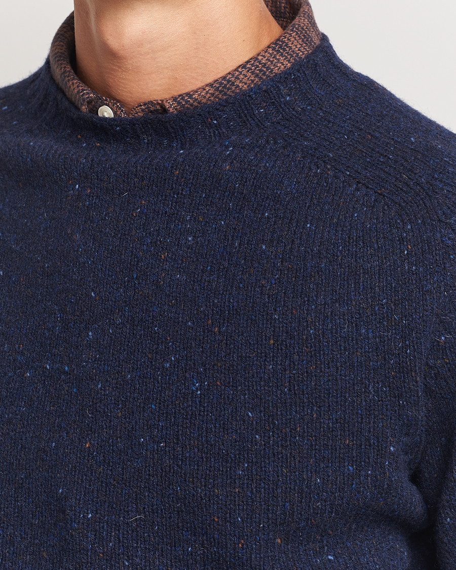 Herre | Gensere | Harley Of Scotland | Donegal Wool Crewneck Jura Blue