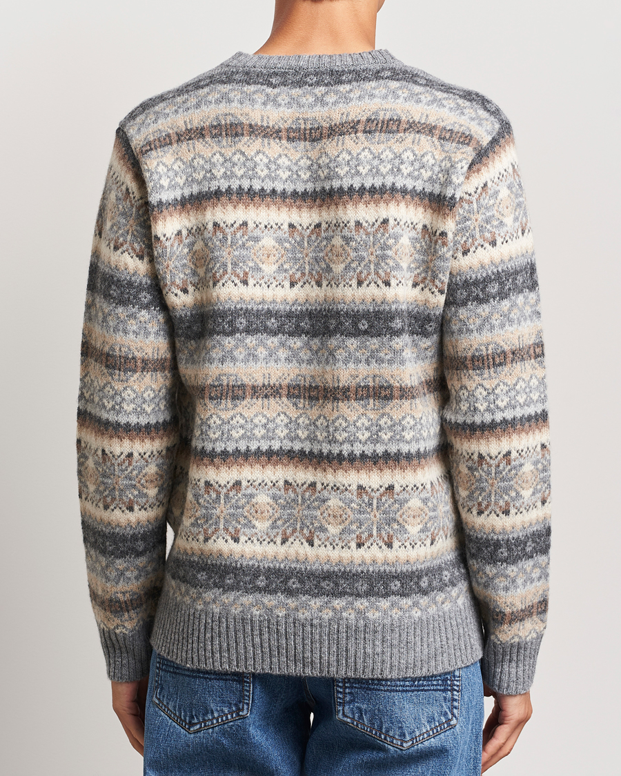 Herre | Gensere | Harley Of Scotland | Supersoft Lambswool Fairisle Crewneck Grey