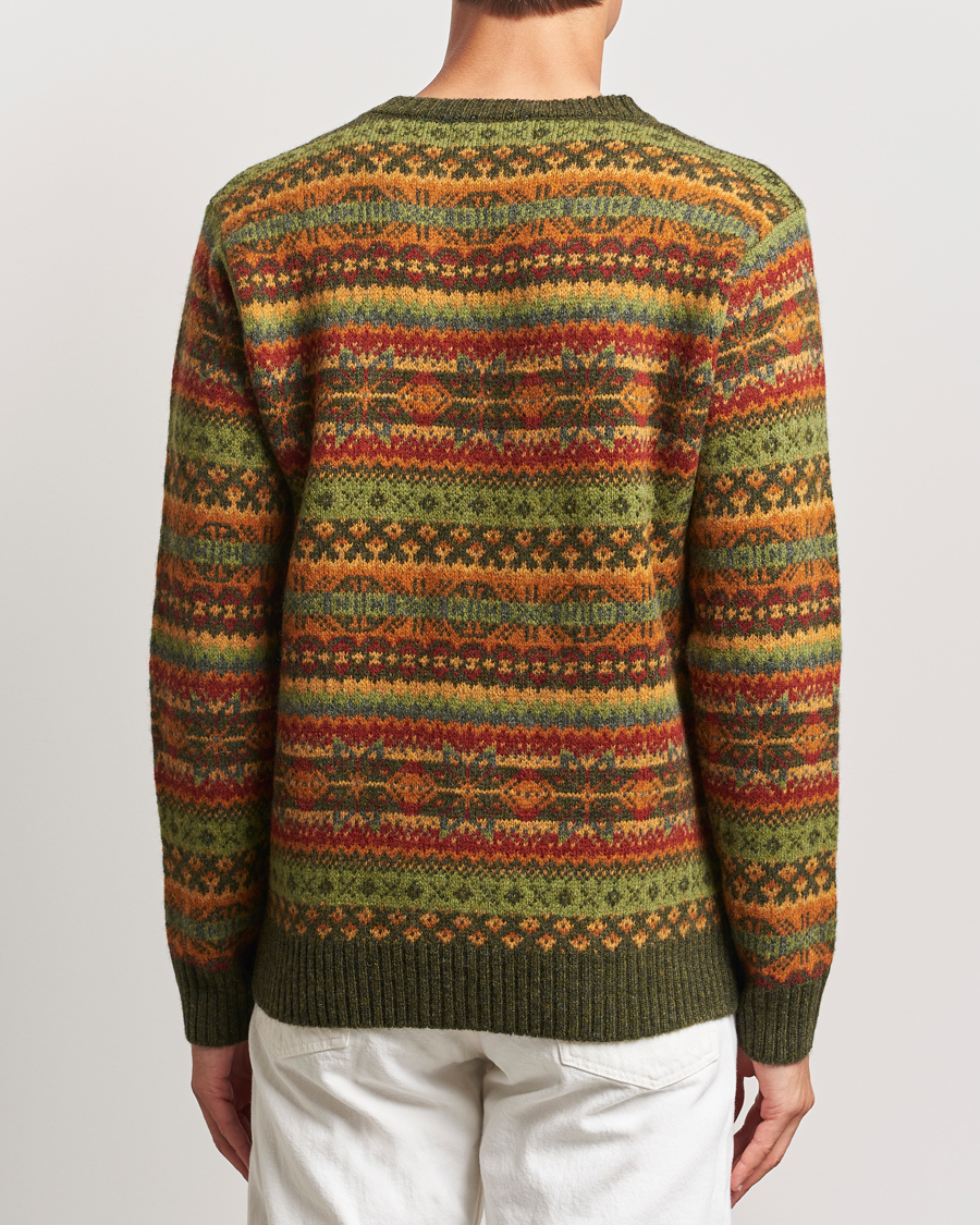 Herre | Gensere | Harley Of Scotland | Supersoft Lambswool Fairisle Crewneck Green