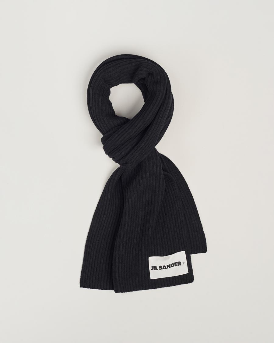 Herre | Jil Sander Merino Wool Rib Scarf Black | Jil Sander | Merino Wool Rib Scarf Black
