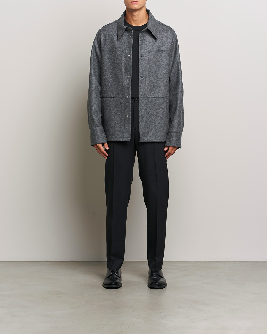 Herre | Skjorter | Jil Sander | Wool Flannel Overshirt Grey Melange