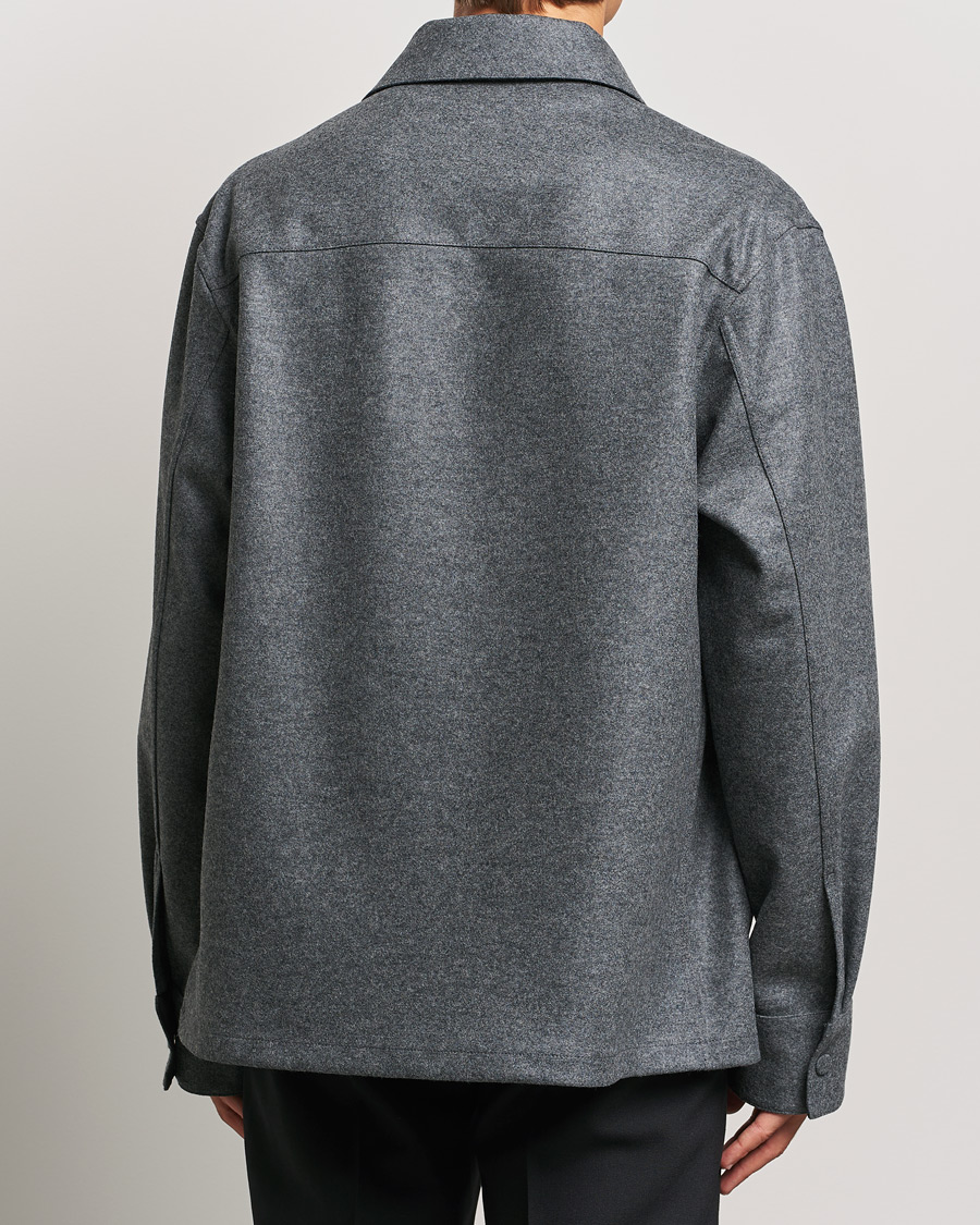 Herre | Skjorter | Jil Sander | Wool Flannel Overshirt Grey Melange