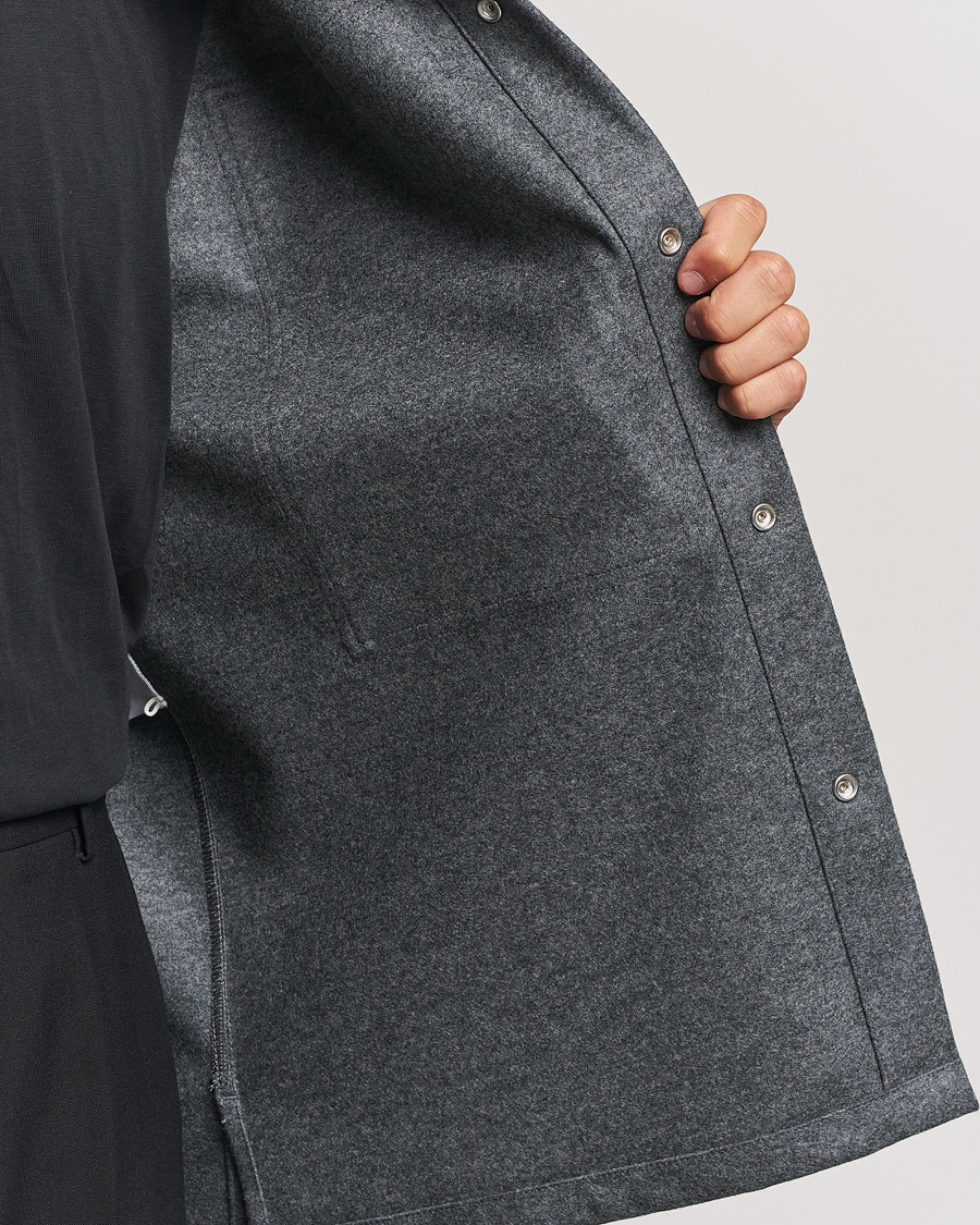 Herre | Skjorter | Jil Sander | Wool Flannel Overshirt Grey Melange