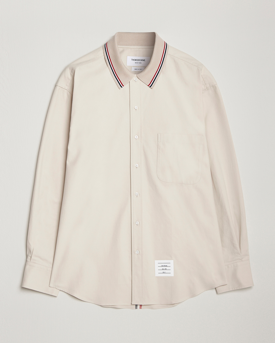 Herre | Skjorter | Thom Browne | Knit Collar Flannel Overshirt Off White