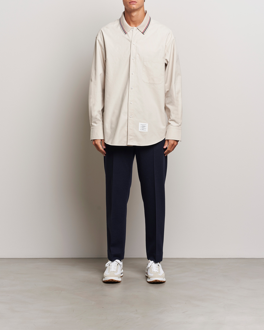 Herre | Skjorter | Thom Browne | Knit Collar Flannel Overshirt Off White