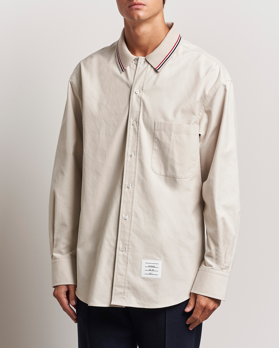 Herre | Skjorter | Thom Browne | Knit Collar Flannel Overshirt Off White