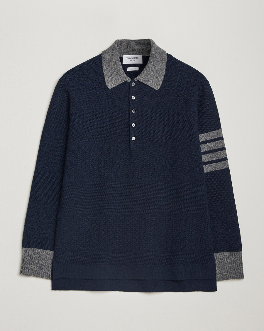 Herre | Gensere | Thom Browne | Textured Wool Rugby Navy