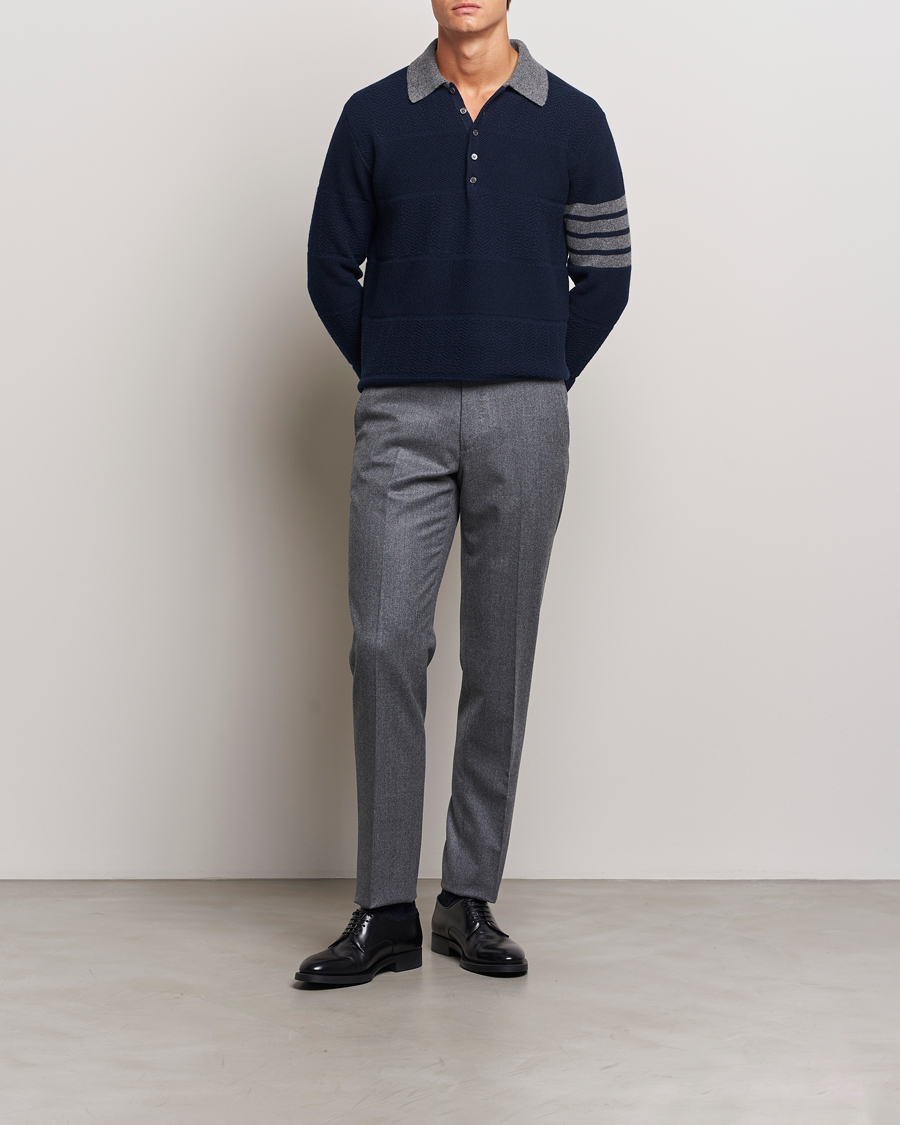 Herre | Gensere | Thom Browne | Textured Wool Rugby Navy
