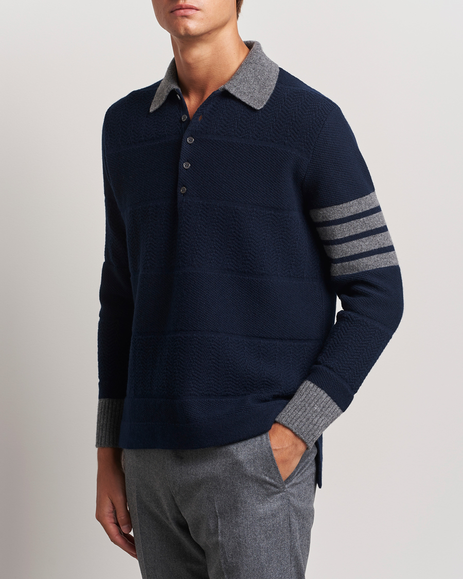 Herre | Gensere | Thom Browne | Textured Wool Rugby Navy