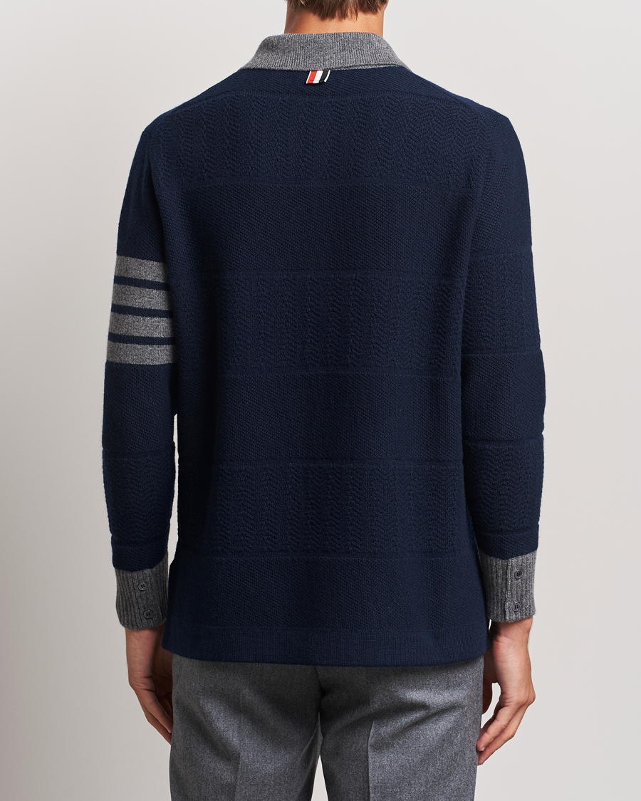 Herre | Gensere | Thom Browne | Textured Wool Rugby Navy
