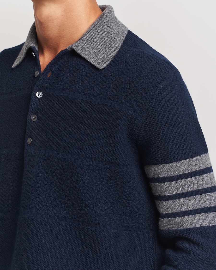 Herre | Gensere | Thom Browne | Textured Wool Rugby Navy