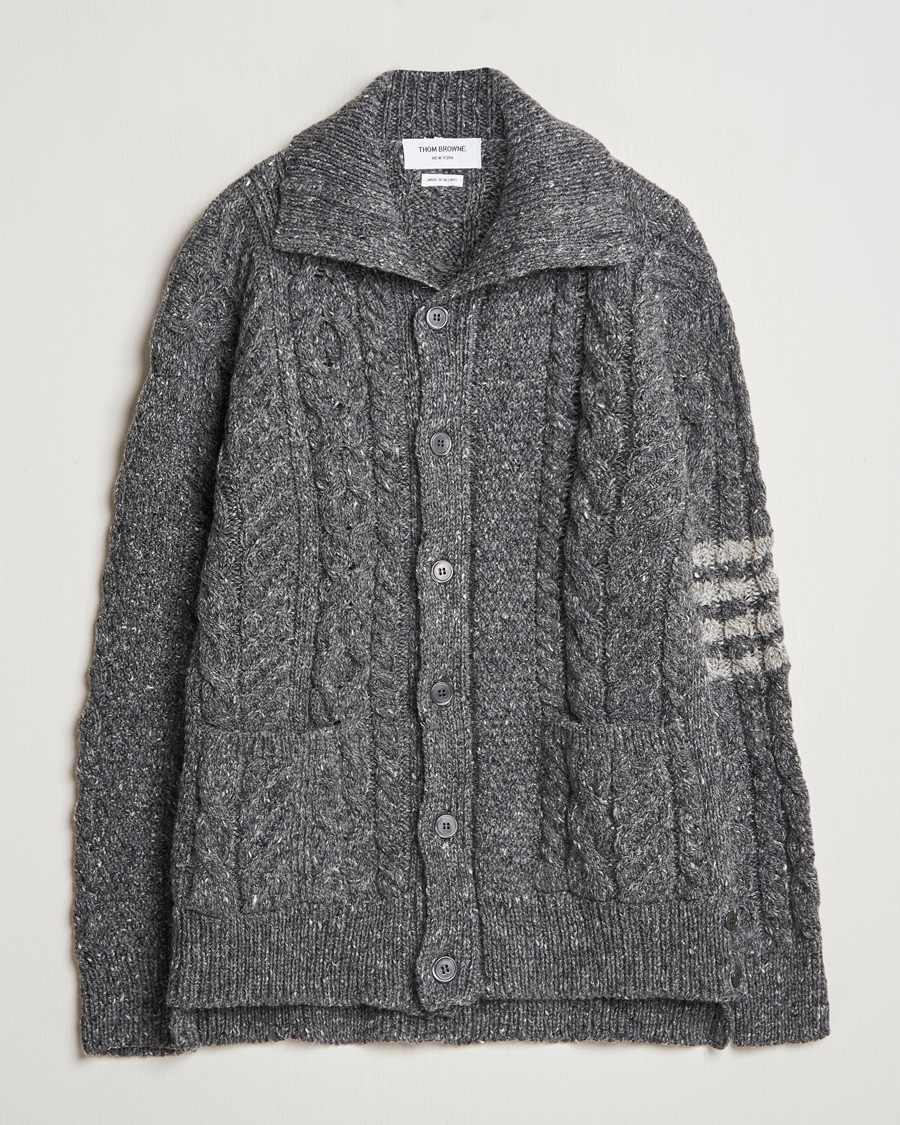Herre | Gensere | Thom Browne | Donegal Cable Cardigan Medium Grey