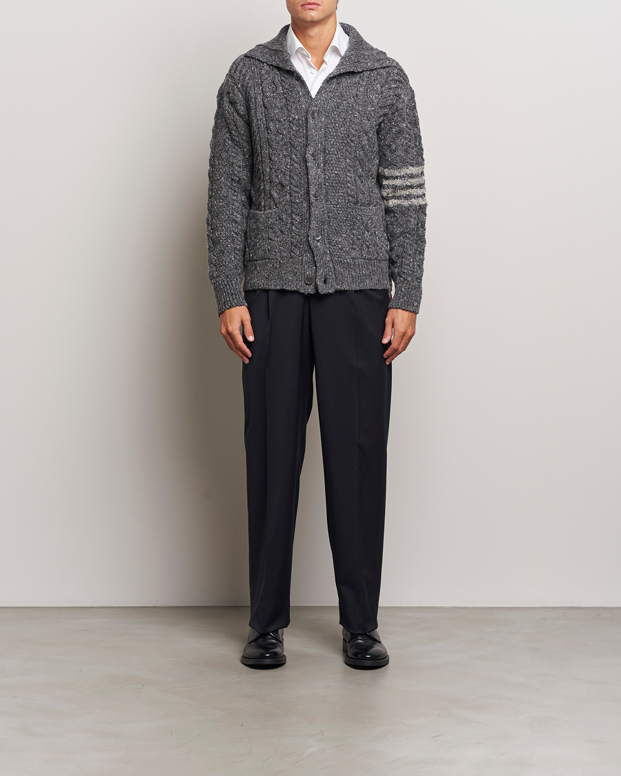 Herre | Gensere | Thom Browne | Donegal Cable Cardigan Medium Grey