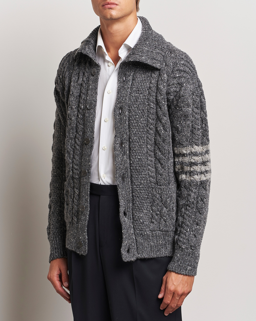 Herre | Gensere | Thom Browne | Donegal Cable Cardigan Medium Grey