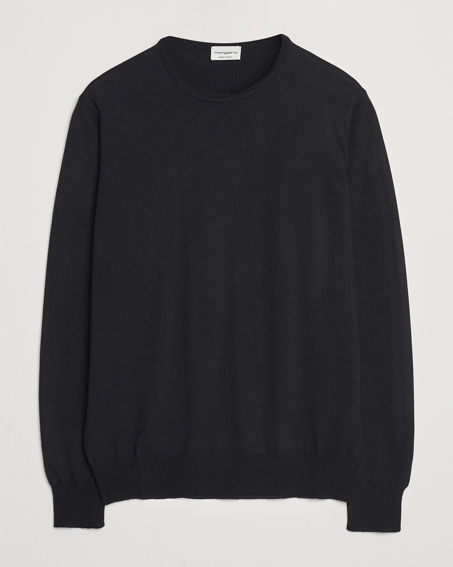 Herre | Gensere | Morgano | Extra Fine Merino Wool Crewneck Black