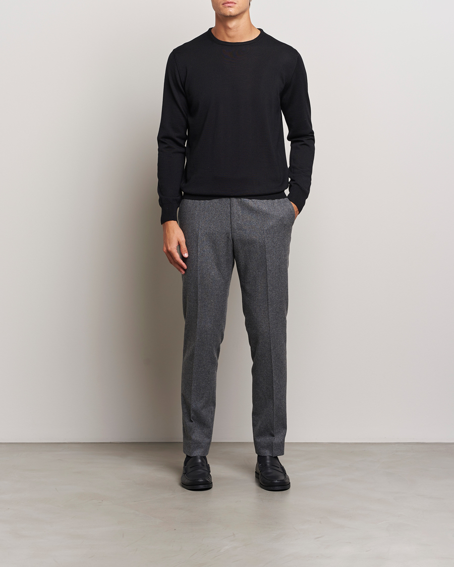 Herre | Gensere | Morgano | Extra Fine Merino Wool Crewneck Black