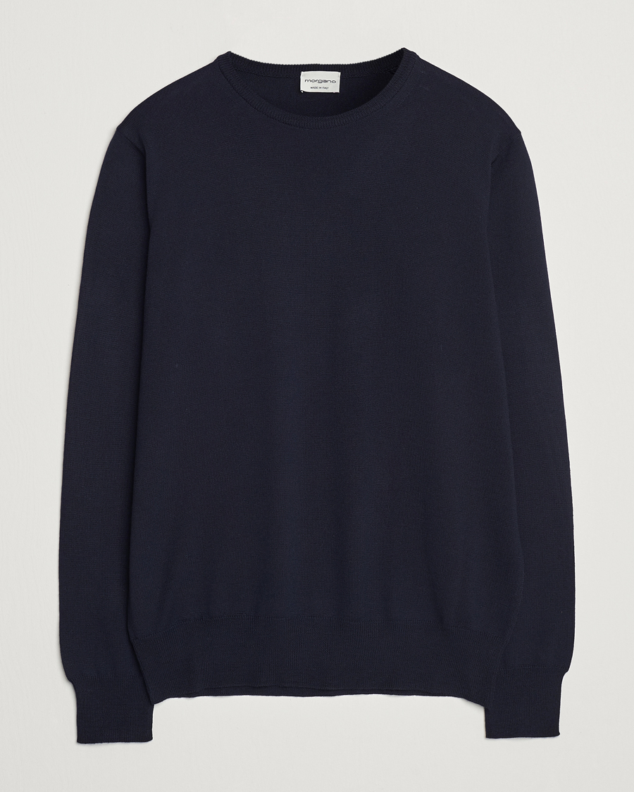 Herre | Gensere | Morgano | Extra Fine Merino Wool Crewneck Navy