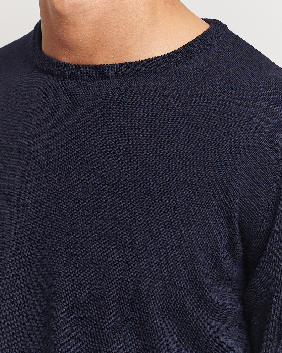 Herre | Gensere | Morgano | Extra Fine Merino Wool Crewneck Navy