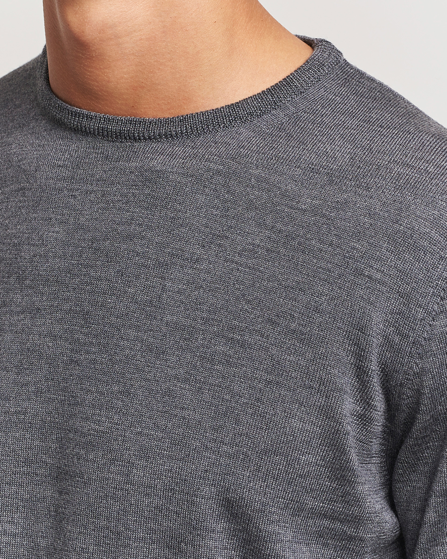 Herre | Gensere | Morgano | Extra Fine Merino Wool Crewneck Mid Grey