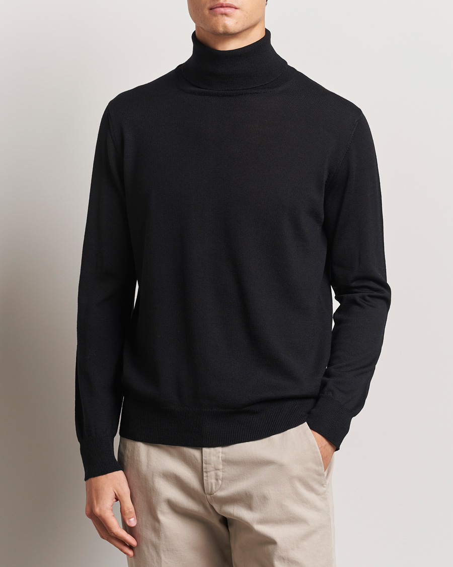 Herre | Gensere | Morgano | Extra Fine Merino Wool Rollneck Black
