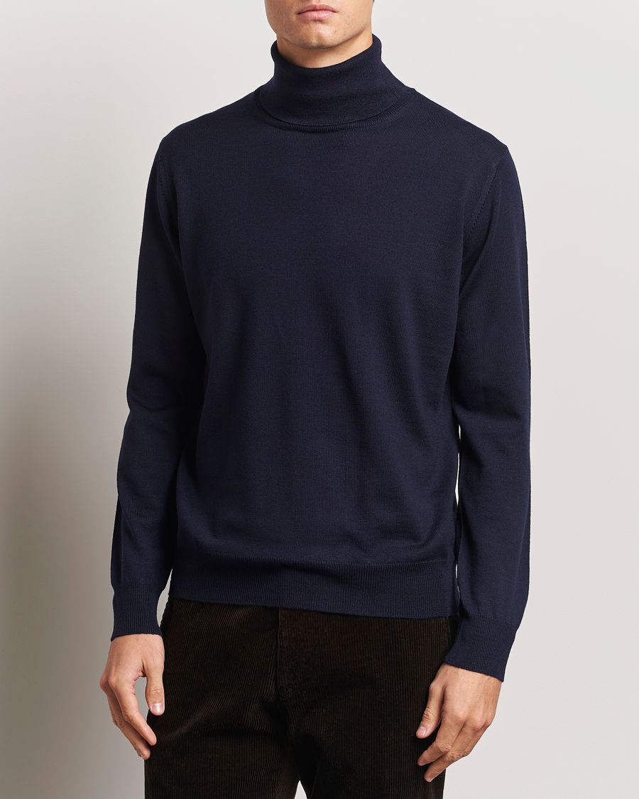 Herre | Gensere | Morgano | Extra Fine Merino Wool Rollneck Navy