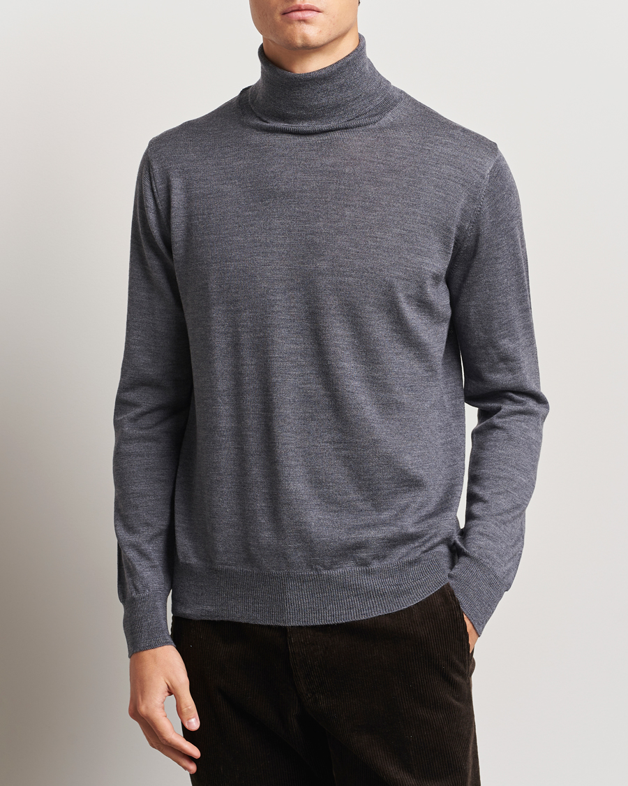 Herre | Gensere | Morgano | Extra Fine Merino Wool Rollneck Mid Grey