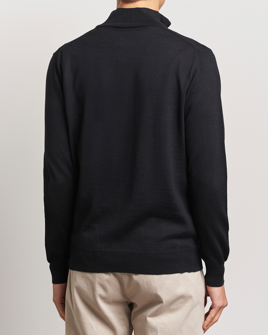 Herre | Gensere | Morgano | Extra Fine Merino Wool Half-Zip Black