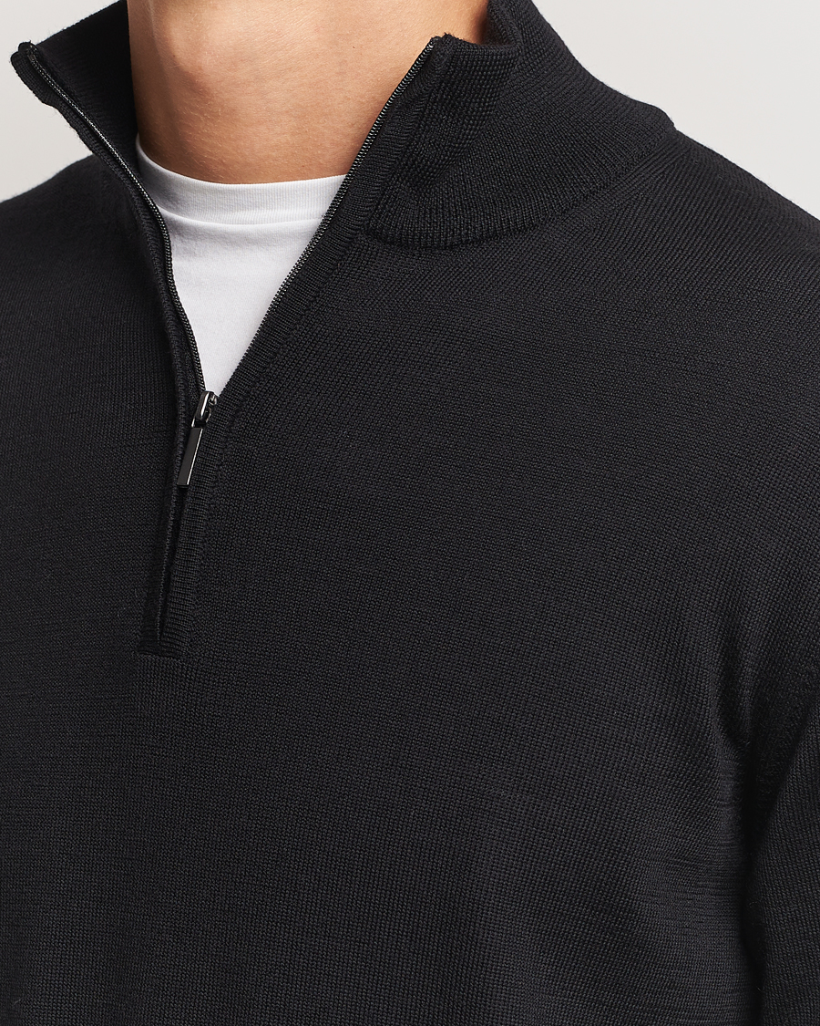 Herre | Gensere | Morgano | Extra Fine Merino Wool Half-Zip Black