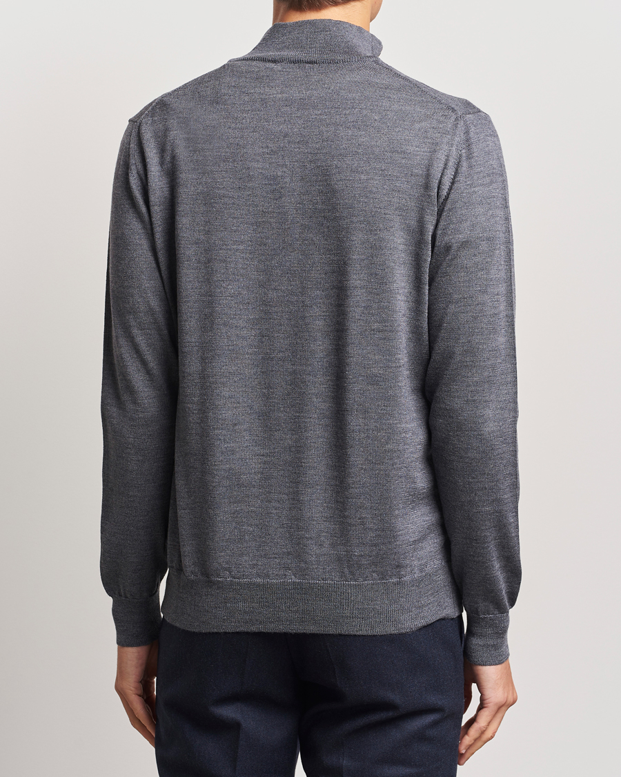 Herre | Gensere | Morgano | Extra Fine Merino Wool Half-Zip Mid Grey
