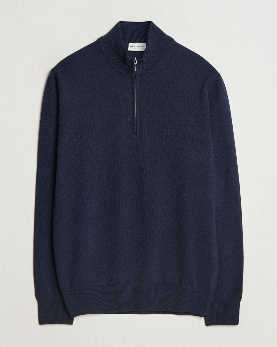 Herre | Gensere | Morgano | Wool/Cashmere Half-Zip Navy