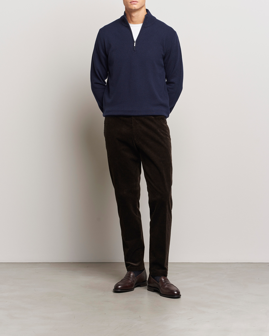 Herre | Gensere | Morgano | Wool/Cashmere Half-Zip Navy