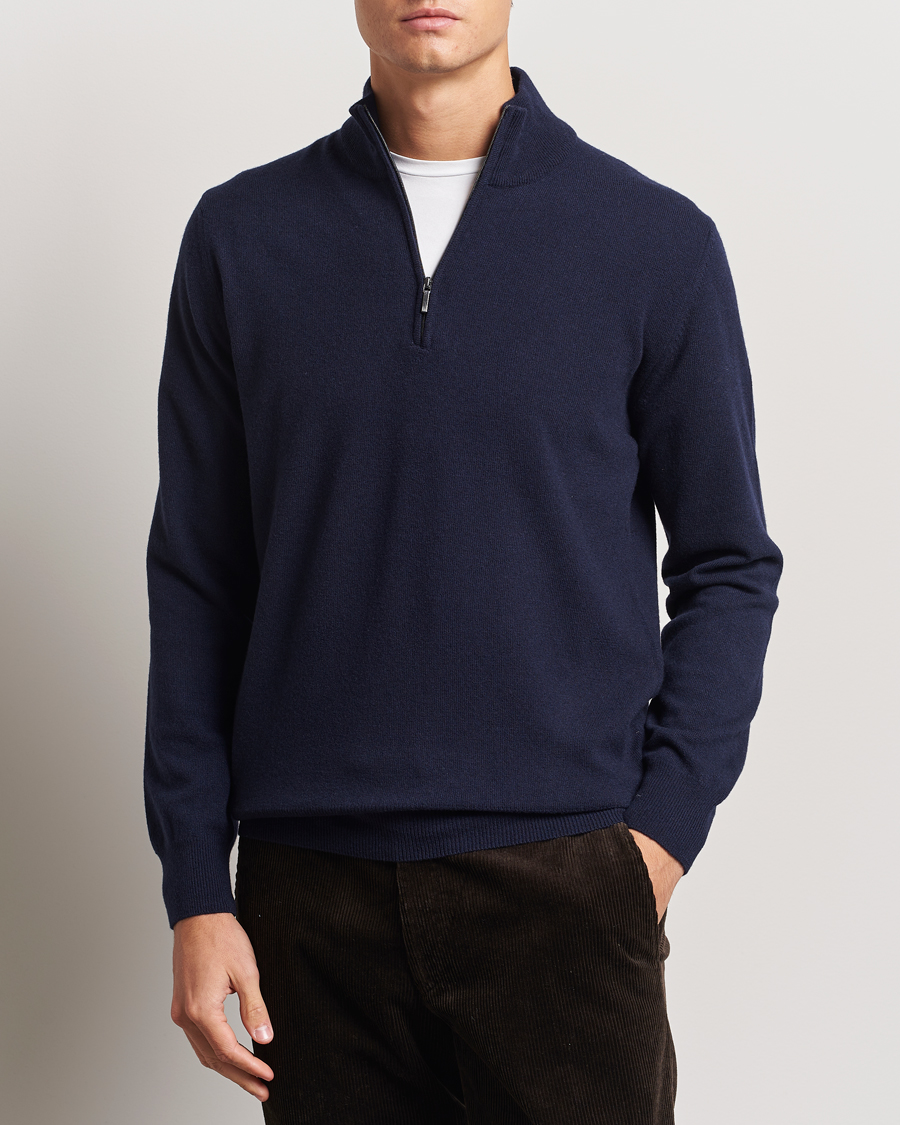 Herre | Gensere | Morgano | Wool/Cashmere Half-Zip Navy