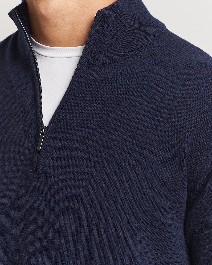 Herre | Gensere | Morgano | Wool/Cashmere Half-Zip Navy