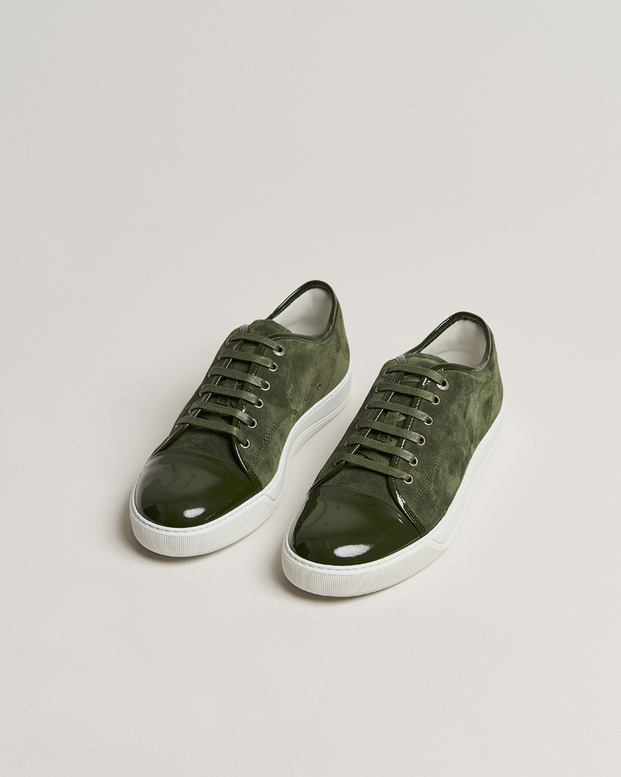 Herre | Lanvin Patent Cap Toe Sneaker Olive | Lanvin | Patent Cap Toe Sneaker Olive
