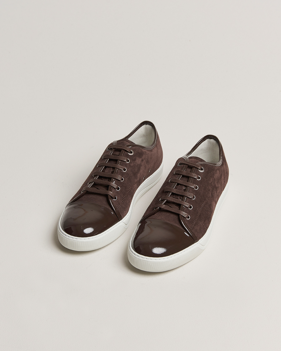 Men | Lanvin | Lanvin | Patent Cap Toe Sneaker Dark Brown