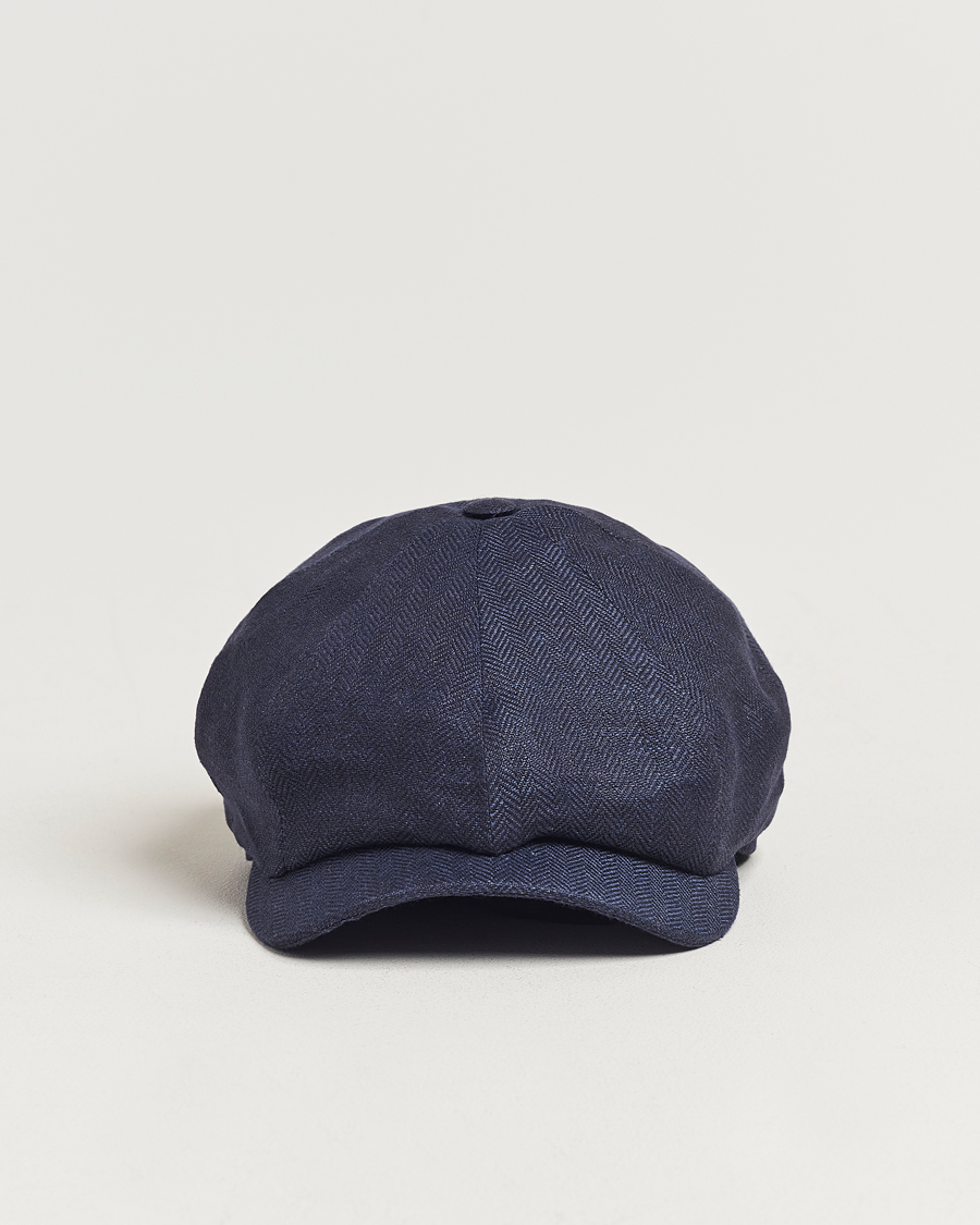 Herre | Hatter og capser | Wigéns | Newsboy Classic Linen Herringbone Cap Navy