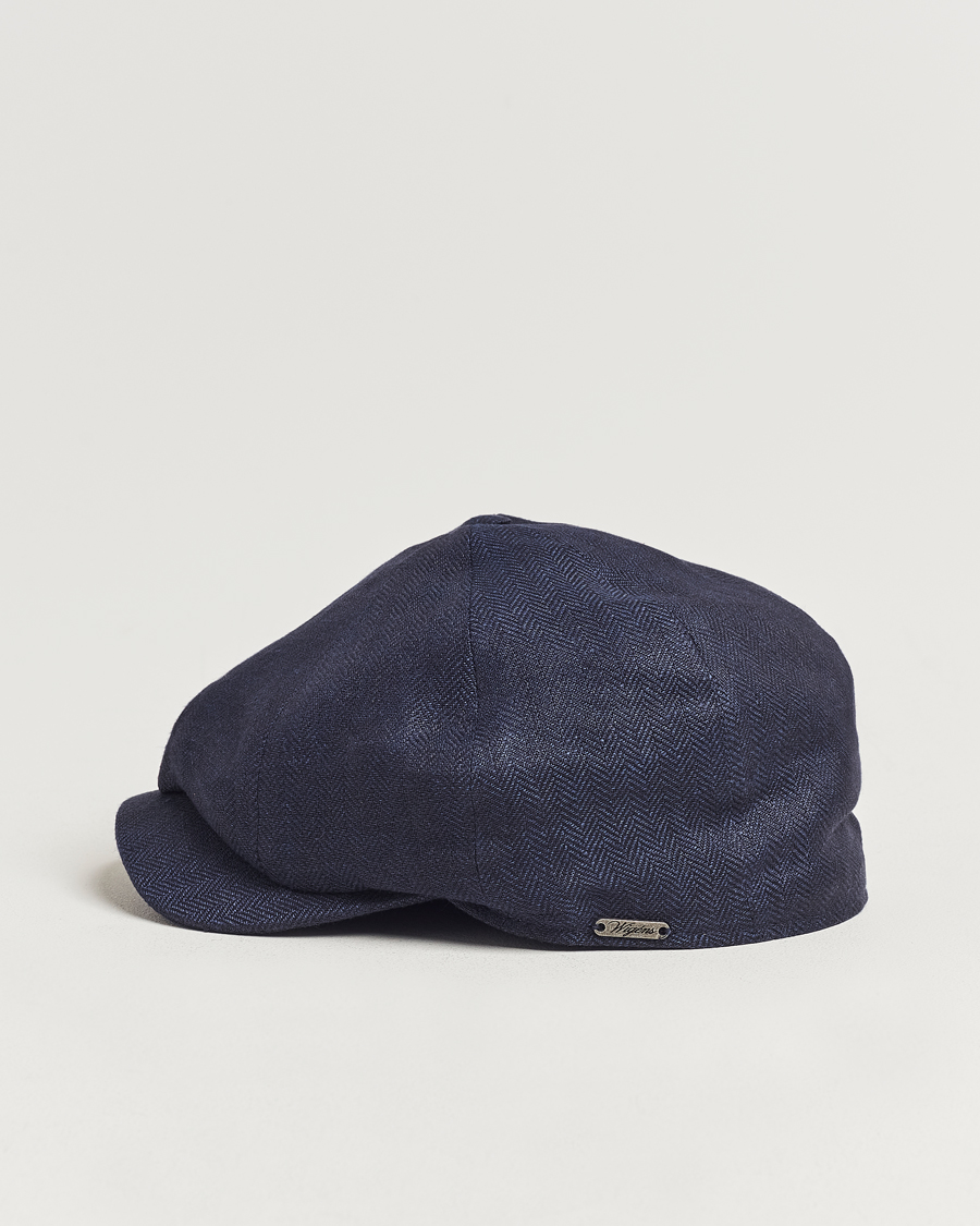 Herre | Hatter og capser | Wigéns | Newsboy Classic Linen Herringbone Cap Navy