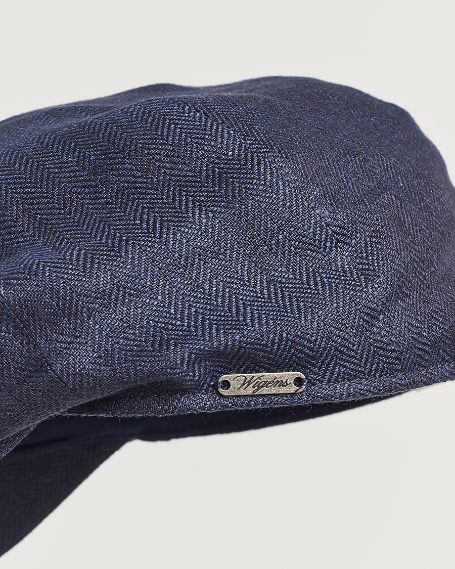 Herre | Hatter og capser | Wigéns | Newsboy Classic Linen Herringbone Cap Navy