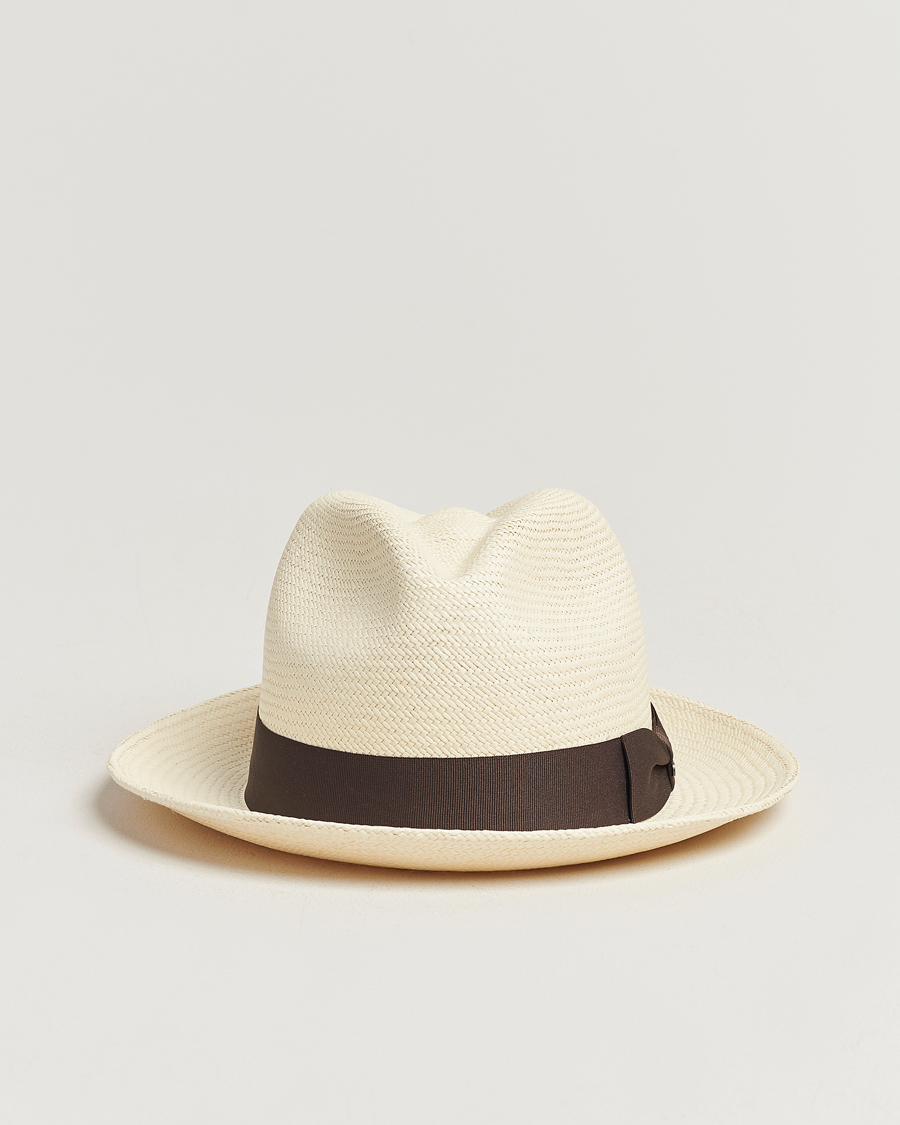 Herre | Hatter og capser | Wigéns | Trilby Panama Hat White/Dark Brown