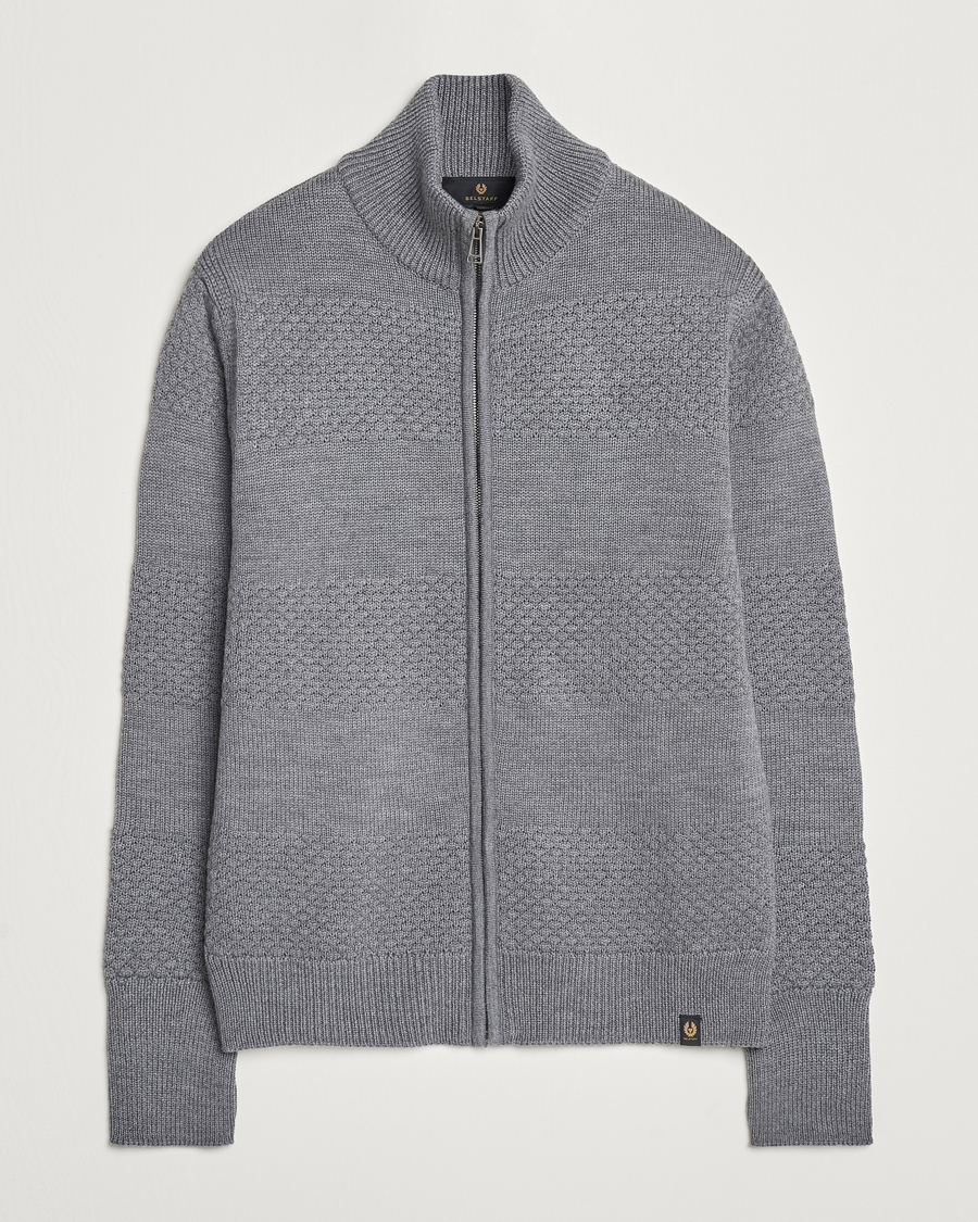 Herre | Gensere | Belstaff | Sternway Knitted Zip Cardigan Grey Heather